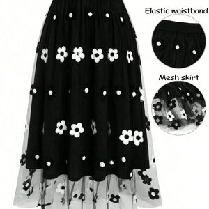 Black and White Floral Maxi Skirt